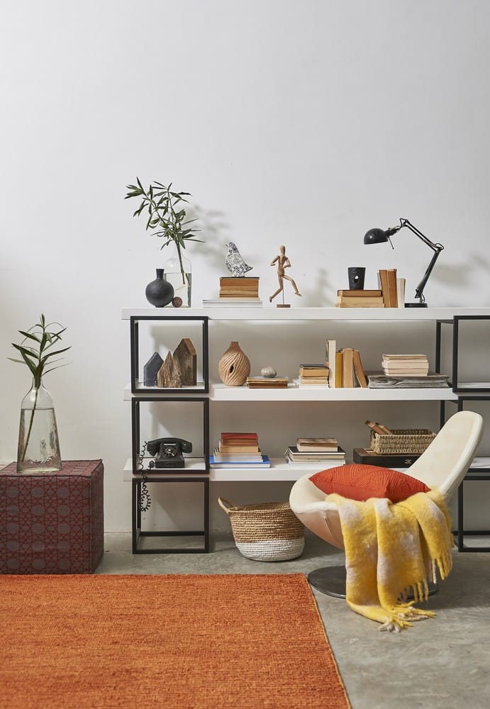 comfortable study area with bookshelves