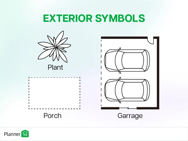 floor plan symbols used for exteriors