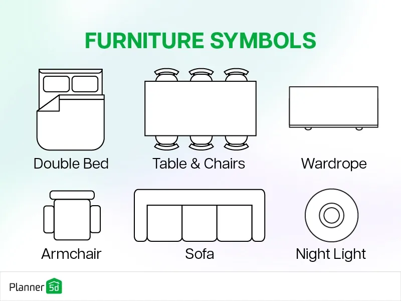 symbols used for furniture on floor plans