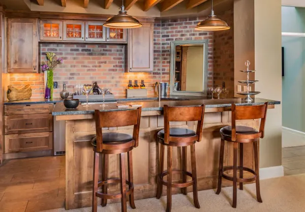 home bar set up with stools