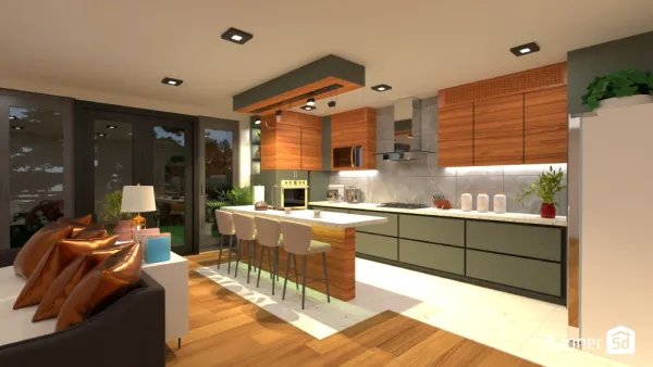 Zielona kuchnia zaprojektowana przy użyciu programu do projektowania kuchni